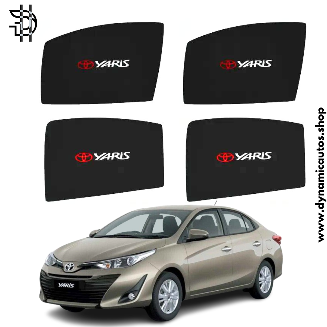 Toyota Yaris Side Sunshade with Logo | 2020-2024 | Car Window Shades 4pcs Set | Heat Protection & Privacy