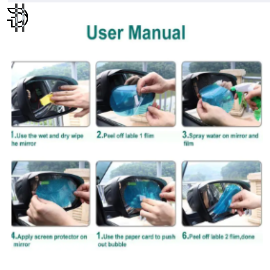 Anti Fog Film for Car Side Mirrors | Waterproof Mirror Protector | 2Pcs Set Pakistan