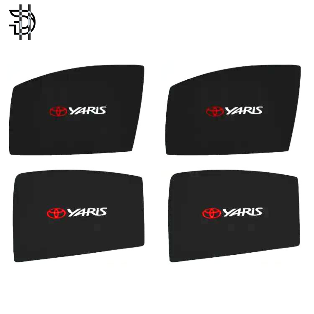 Toyota Yaris Side Sunshade with Logo | 2020-2024 | Car Window Shades 4pcs Set | Heat Protection & Privacy