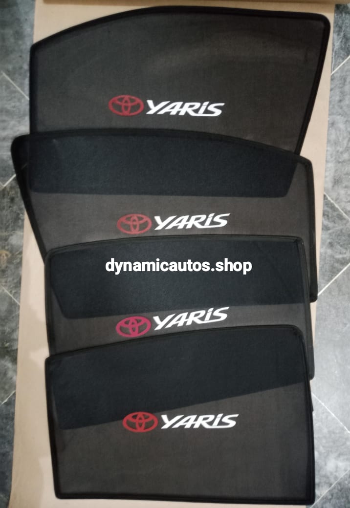 Toyota Yaris Side Sunshade with Logo | 2020-2024 | Car Window Shades 4pcs Set | Heat Protection & Privacy