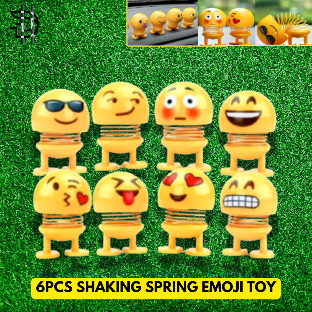 6Pcs Emoji Spring Shaking Head Dolls Toy | For Car Dashboard & Home Decor | Cute Dancing Emoji Toy | Spring Shaking Emoji Toy | High Quality | 22-DSE6PCS01